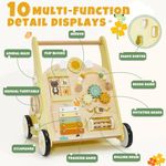 Montessori-style activity walker with educational play panel