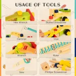 Usage of tools educational infographic showing fine motor skills with wooden toy tools