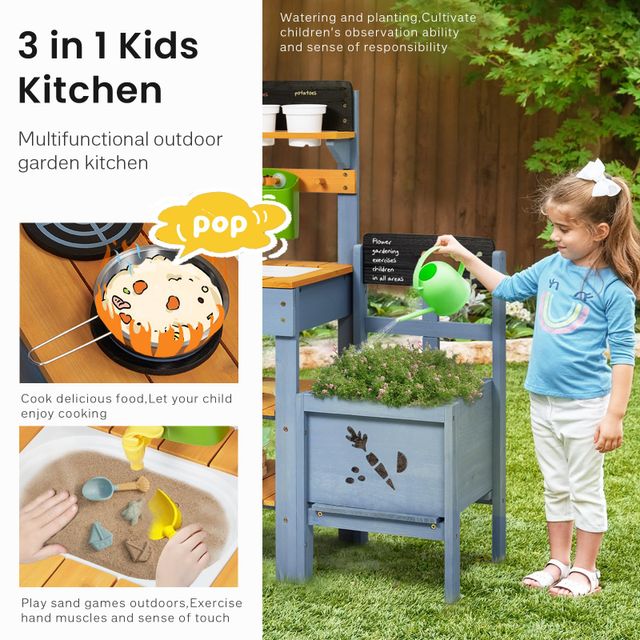 Wooden Mud Kitchen with Planter Box