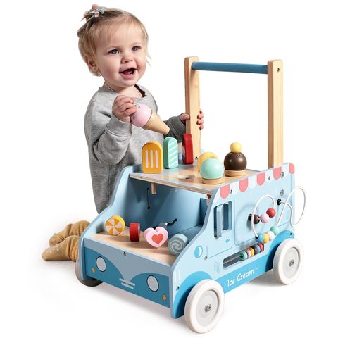 Baby Push Walker — Wooden Activity Learning Walker with Adjustable Speed