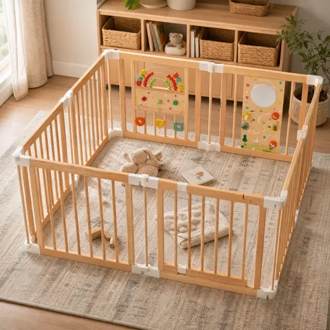 Natural Wood Baby Playpen