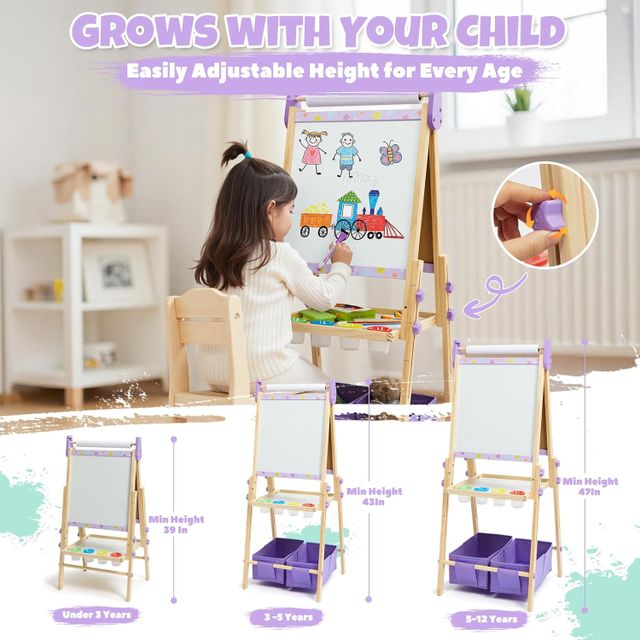 Magnetic Easel with Deluxe Art Supplies – Purple