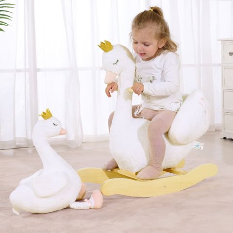Weißer Schwan Plüsch-Rocker mit Puppen | labebe®