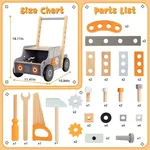 White Highland Cow rocker and tool bench walker size chart with included accessories