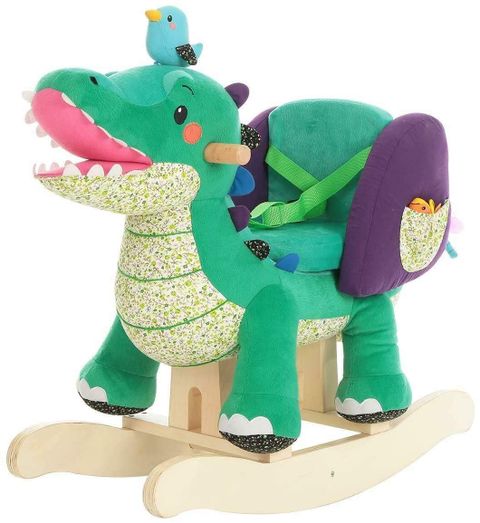 Plush Crocodile Rocker – Wooden Ride-On Toy for Kids