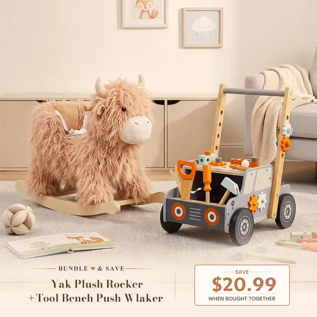Yak Plush Rocker & Tool Bench Walker | labebe®