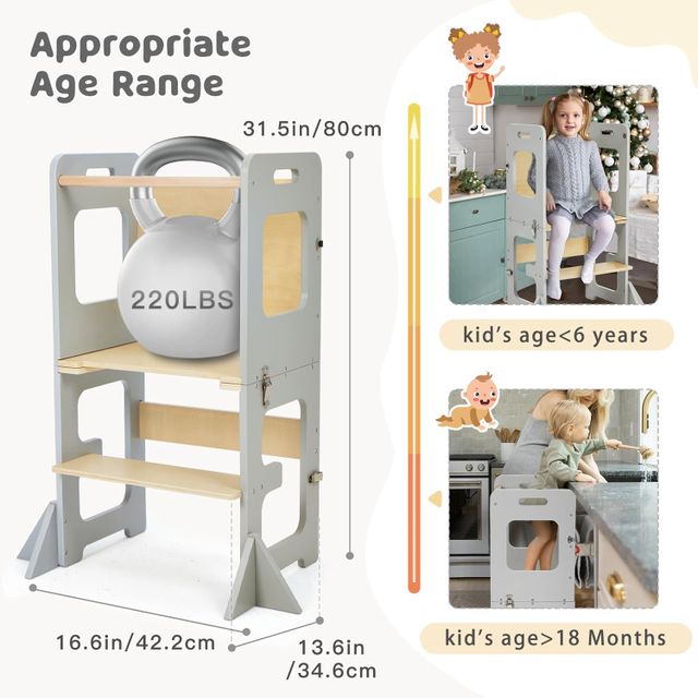 Learning Tower & Montessori Kitchen Tower (Gray)