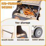 Toddler walker with toy storage, rounded edges and rubber wheels