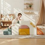Toddler climbing foam play set with slide and step modules