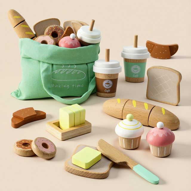 Wooden Bakery Toy Food Playset