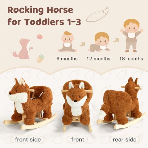 Plush Fox Rocker — Baby Rocking Horse with Seat Belt