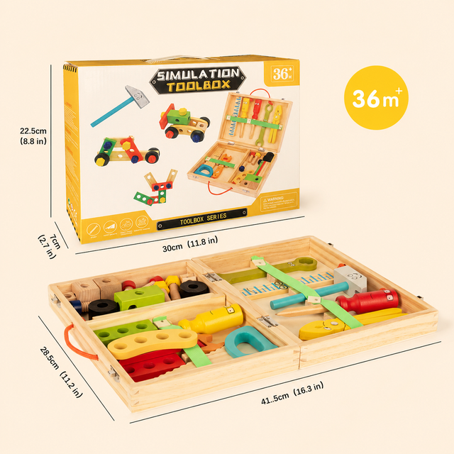 36-Piece Wooden Tool Playset for Kids | labebe®