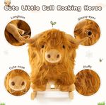 Highland cow rocking toy feature details with horns eyes nose and fluffy fur