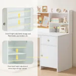 Adjustable storage shelf diagram inside side cabinet of wooden kids study desk