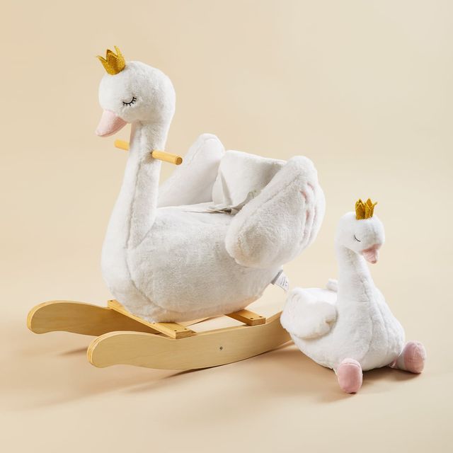 White Swan Plush Rocker with dolls | labebe®