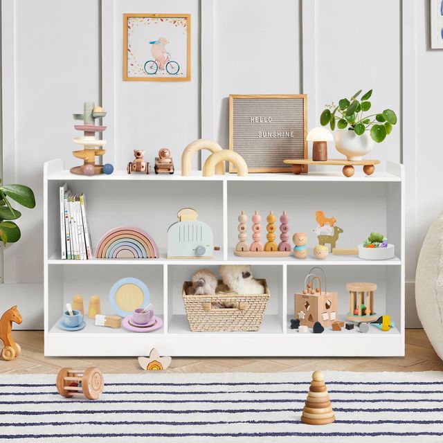 White Montessori Wooden Toy Shelf