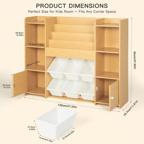 Kids Toy Storage Organizer & Bookshelf with Bins