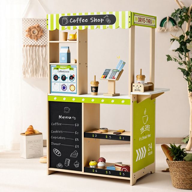 Kids Coffee Shop & Grocery Store Playset
