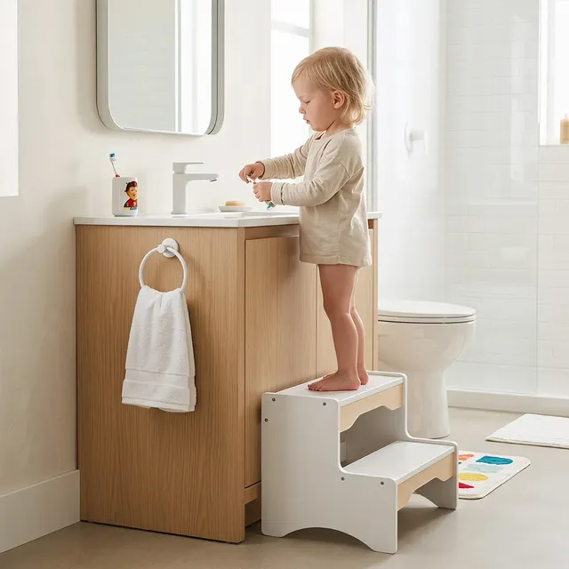 Zweistufiger Kinderhocker aus Holz