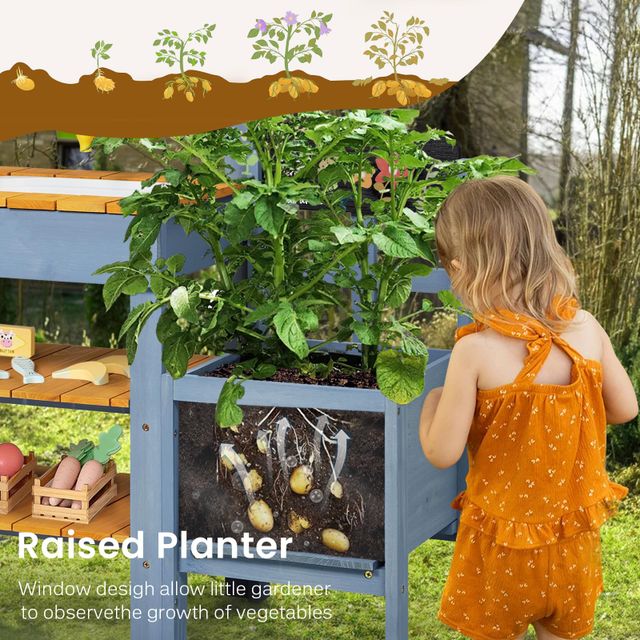 Wooden Mud Kitchen with Planter Box