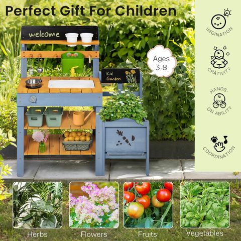 Wooden Mud Kitchen with Planter Box