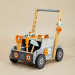 Labebe Wooden tool bench walker with wheels and colorful accessories for toddlers