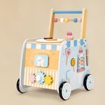Ice cream wooden baby walker with activity board and colorful wheels