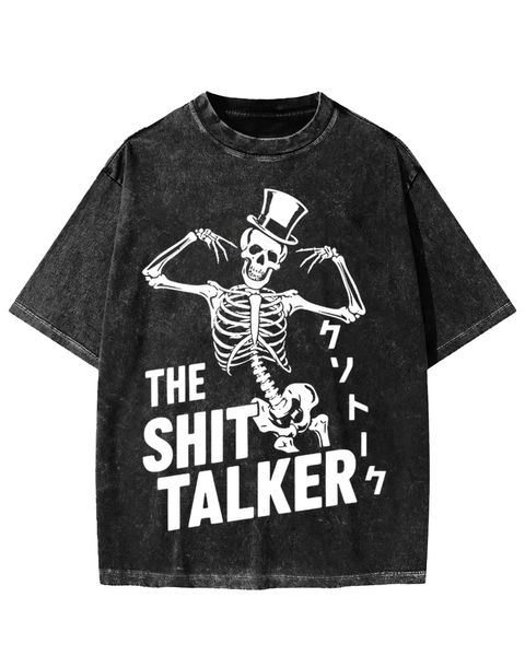 The Shit Talker Top Hat Skeleton Washed T-Shirt
