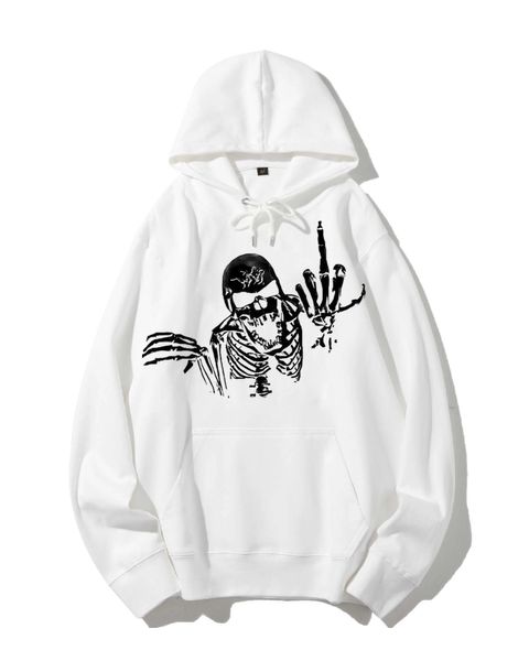 Skull Gesture Graphic Classic Hoodie