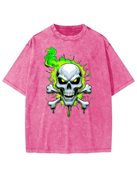 Neon Skull and Crossbones Washed T-shirt