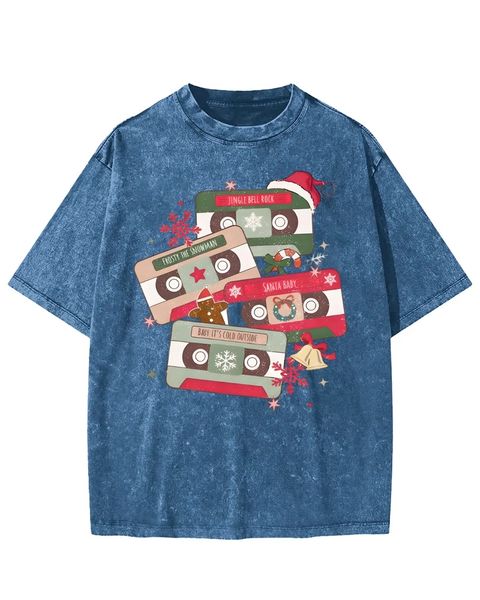 Christmas Classic Tunes Cassette Washed T-shirt