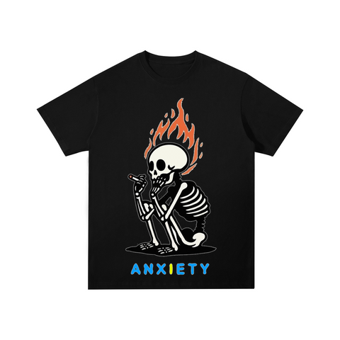 Anxiety Skeleton Graphic Cotton T-shirt