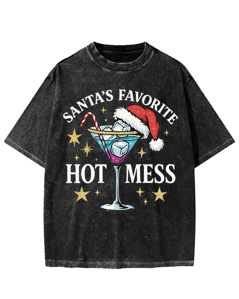 Santa's Favorite Hot Mess Washed T-shirt