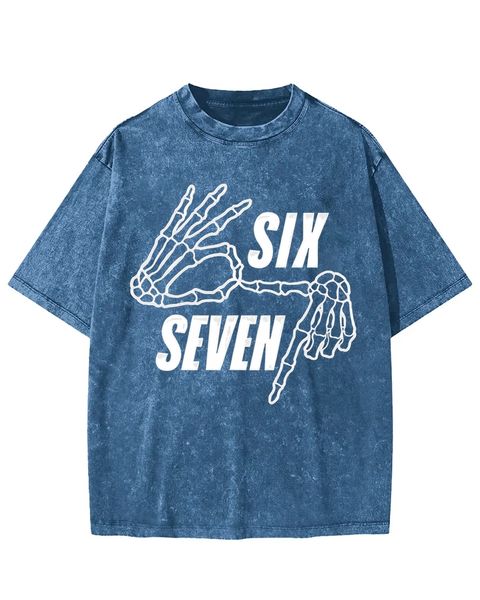 Skeleton Hands Six Seven Washed T-shirt