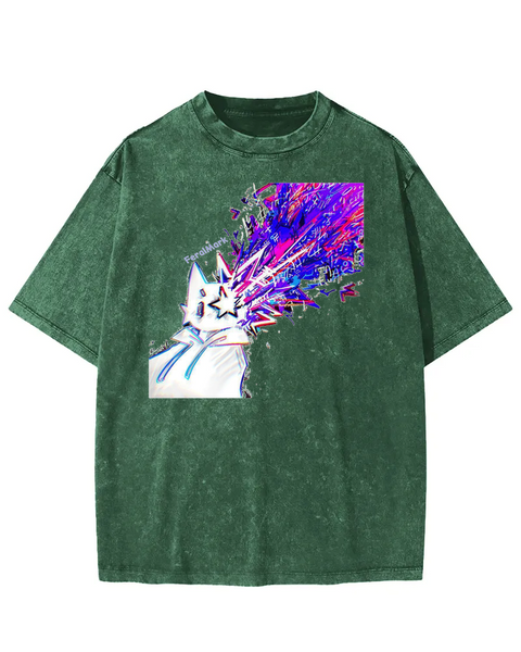 Abstract Art Animal Explosion Graphic Washed T-shirt