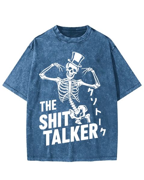 The Shit Talker Top Hat Skeleton Washed T-Shirt