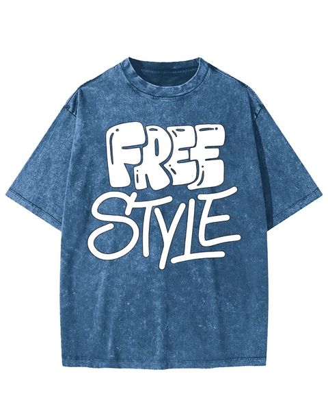 Free Style Graffiti Font Washed T-Shirt