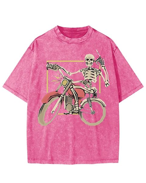 Skeleton Biker Street Washed T-shirt