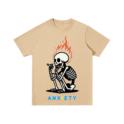 Anxiety Skeleton Graphic Cotton T-shirt