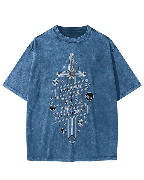 Sword & Quest Forever on a Sidequest Washed T-Shirt