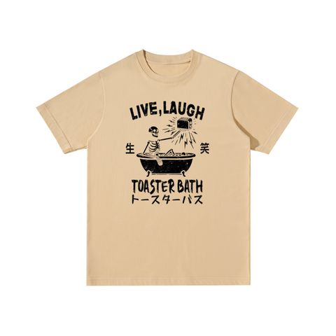 Live Laugh Toaster Bath Skull Cotton T-Shirt