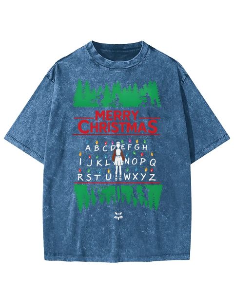 Horror Christmas Merry Christmas Washed T-shirt