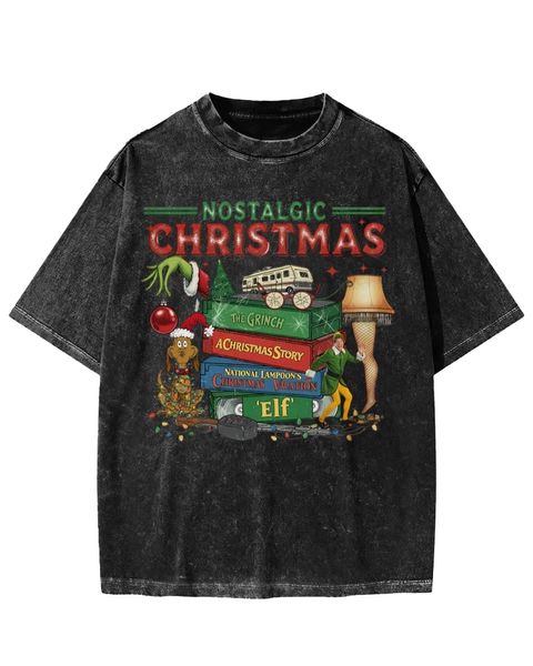 Nostalgic Christmas Classic Films Washed T-shirt