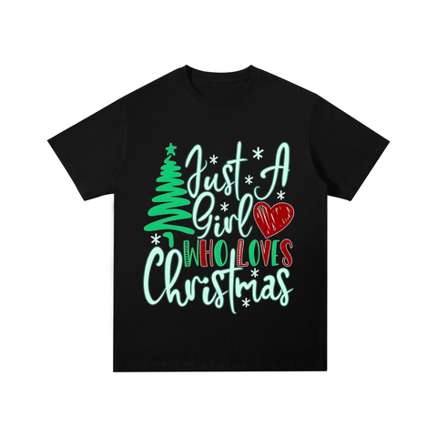 Just A Girl Who Loves Christmas Cotton T-shirt