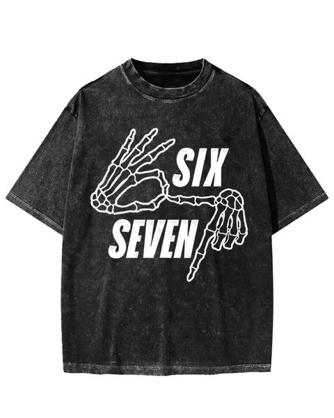 Skeleton Hands Six Seven Washed T-shirt