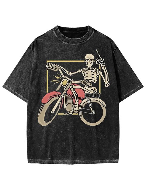Skeleton Biker Street Washed T-shirt