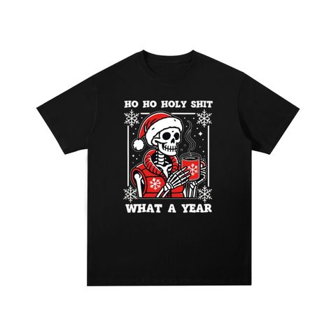 Ho Ho Holy Shit Santa Skull Cotton T-Shirt