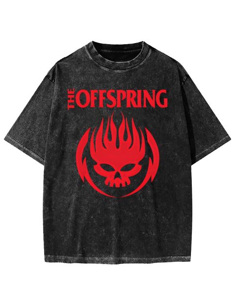 The Offspring Flaming Skull Band Logo Washed T-Shirt