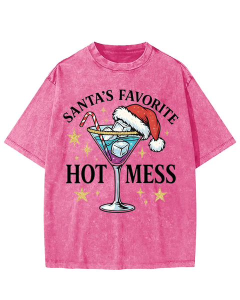 Santa's Favorite Hot Mess Washed T-shirt