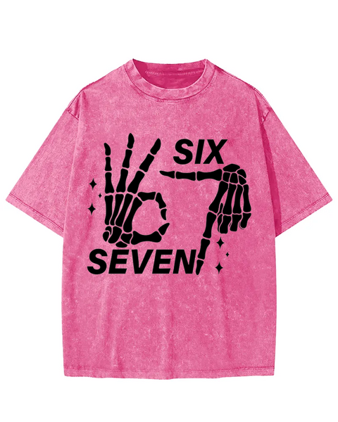 Skull Hand 67 Gesture Washed T-shirt